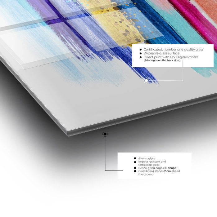 Wallity Cuadro decorativo multicolor de cristal templado 50 x 70 cm